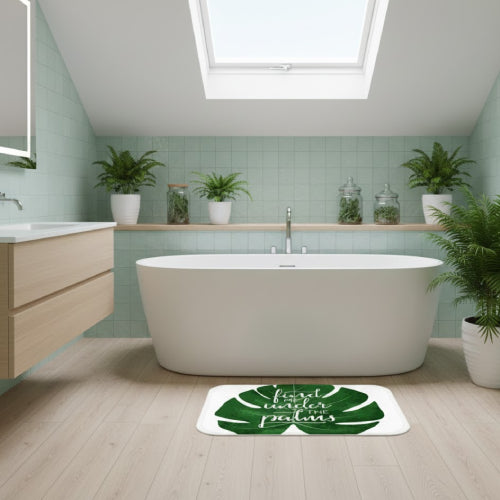 Tapis salle de bain Tropical feuille verte 
