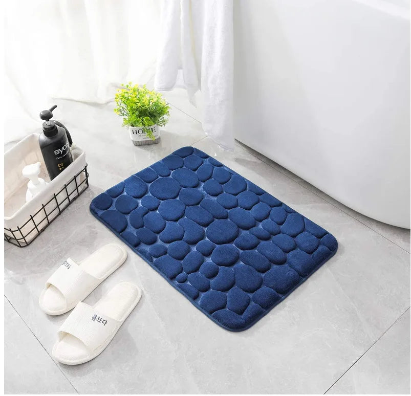 Tapis salle de bain antidérapant  bleu baignoire