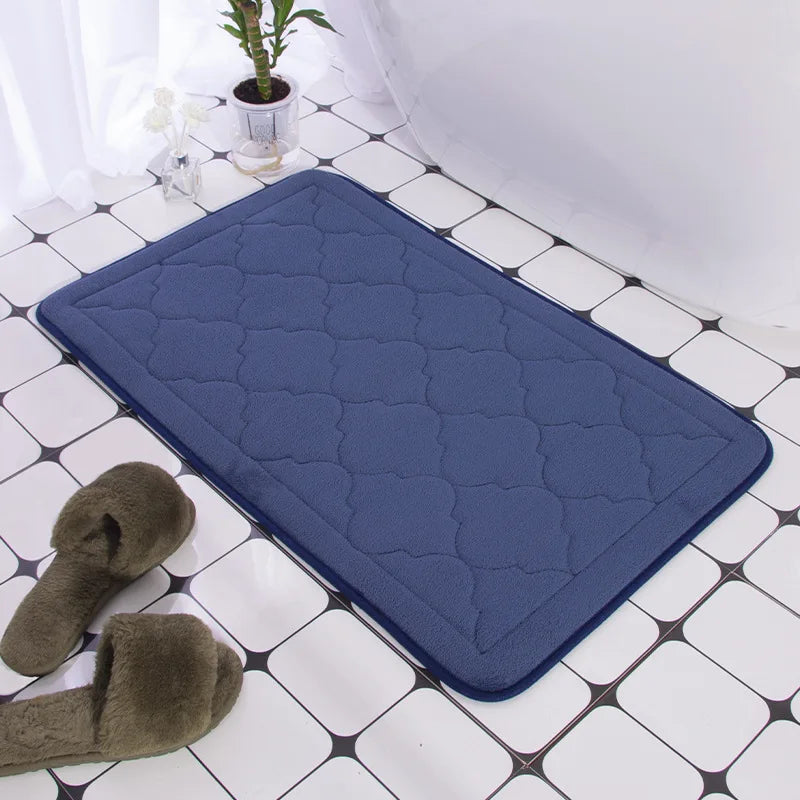 Tapis salle de bain antidérapant fond blanc