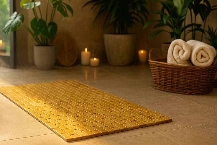 Tapis salle de bain bambou sol 