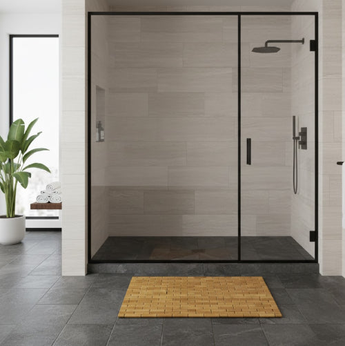 Tapis salle de bain bambou vitre 
