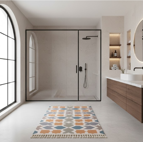 Tapis salle de bain berbère  vitre 