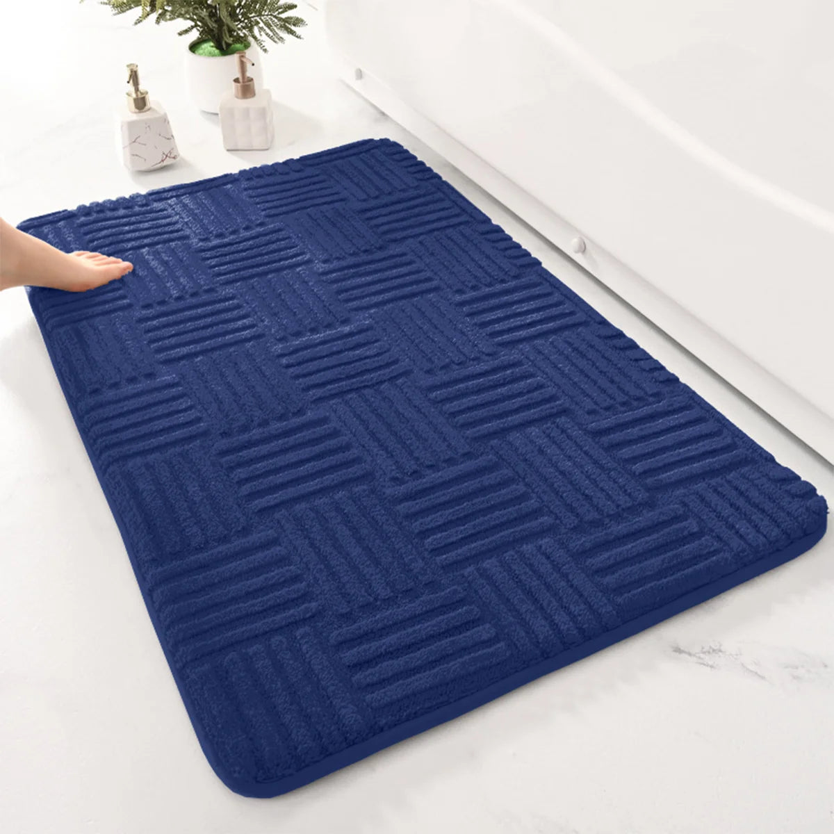 Tapis salle de bain bleu