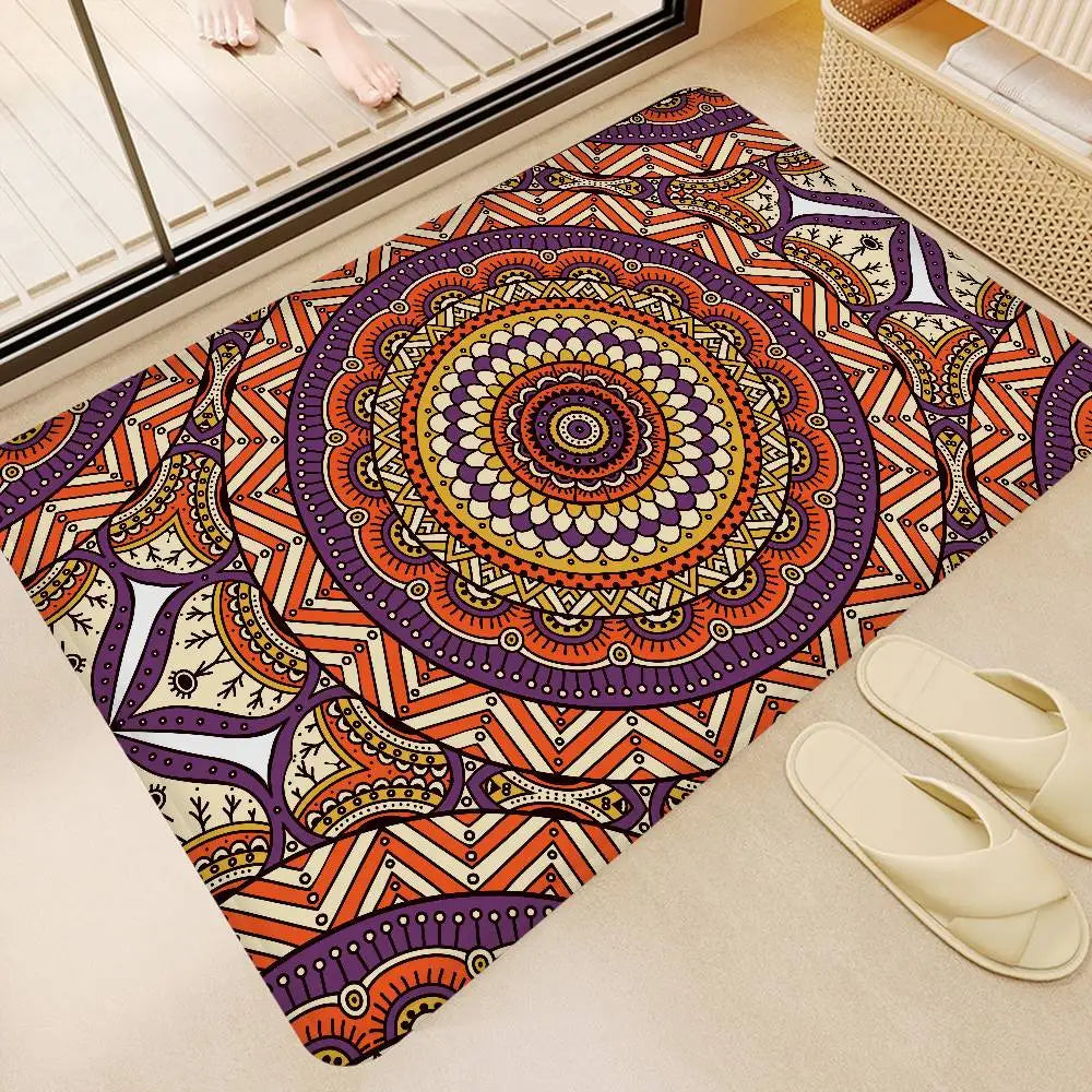 Tapis salle de bain bohème dessin rond