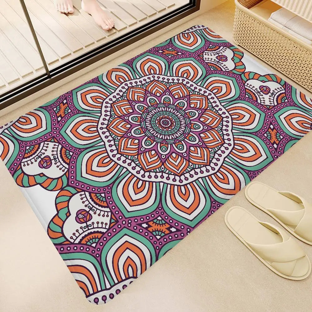 Tapis salle de bain bohème dessin violet