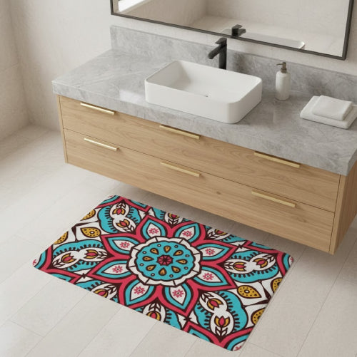 Tapis salle de bain bohème   lavabo 