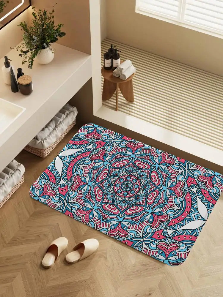 Tapis salle de bain bohème porte