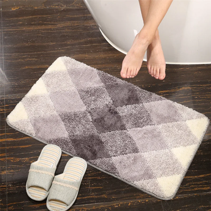 Tapis salle de bain coloré kaki