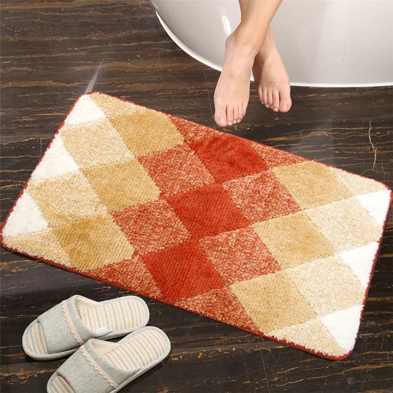 Tapis salle de bain coloré orange