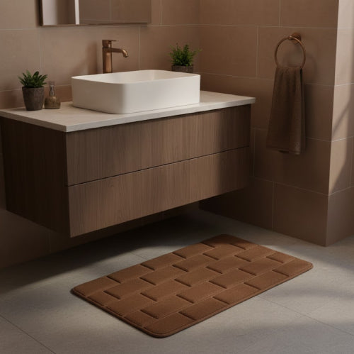 Tapis salle de bain contemporain sol marron 