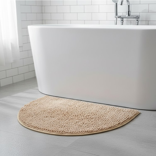 Tapis salle de bain demi cercle kaki 