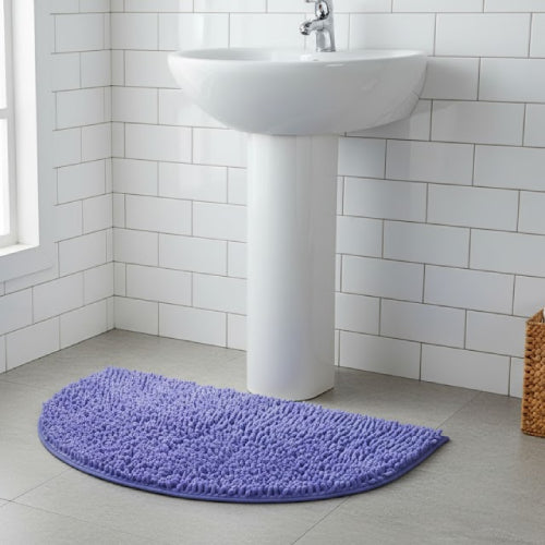 Tapis salle de bain demi cercle mauve 