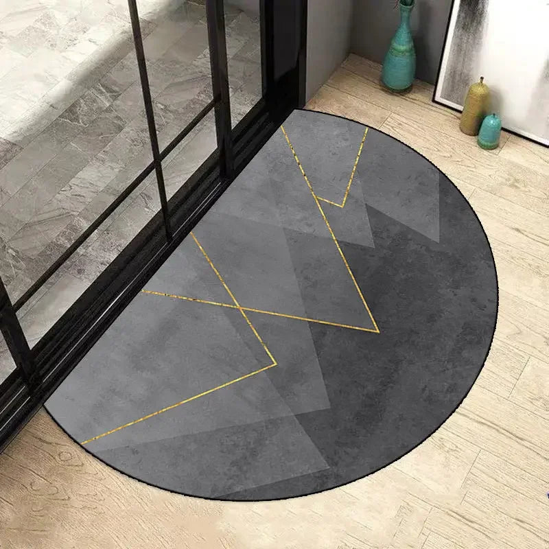 Tapis salle de bain demi lune design gris