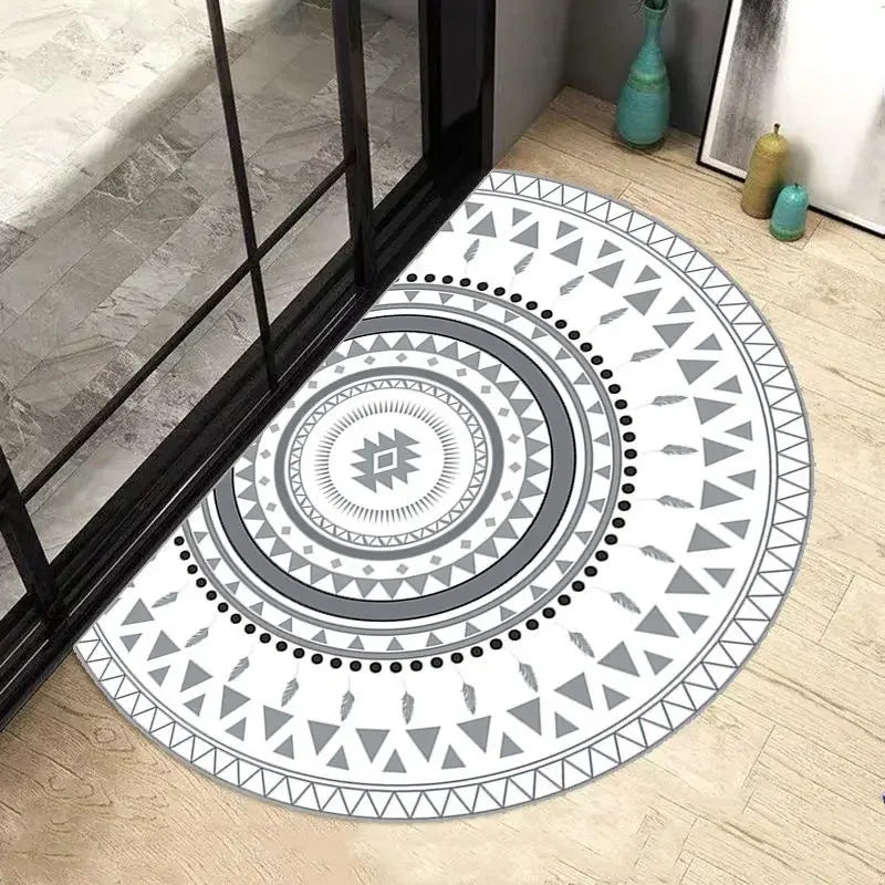 Tapis salle de bain demi lune design motif triangle