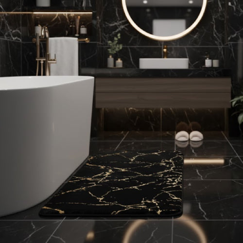 Tapis salle de bain design effet marbre 