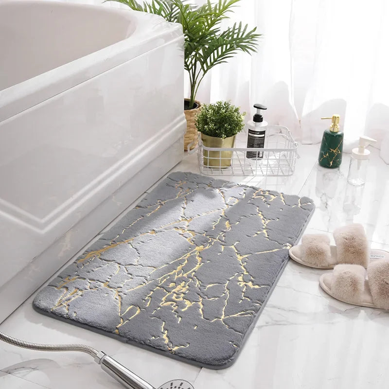 Tapis salle de bain design marbre gris