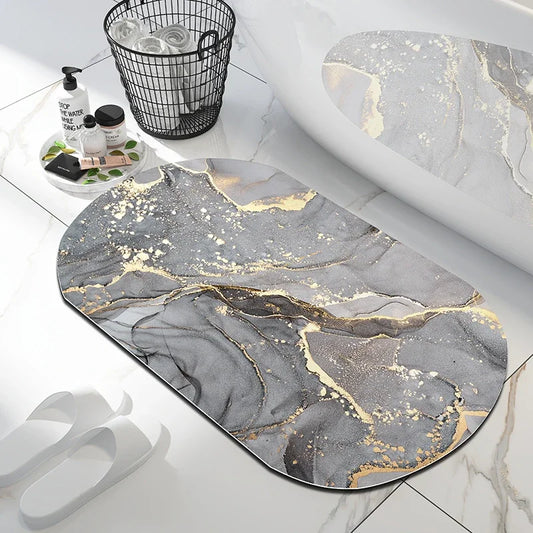 Tapis salle de bain effet marbre