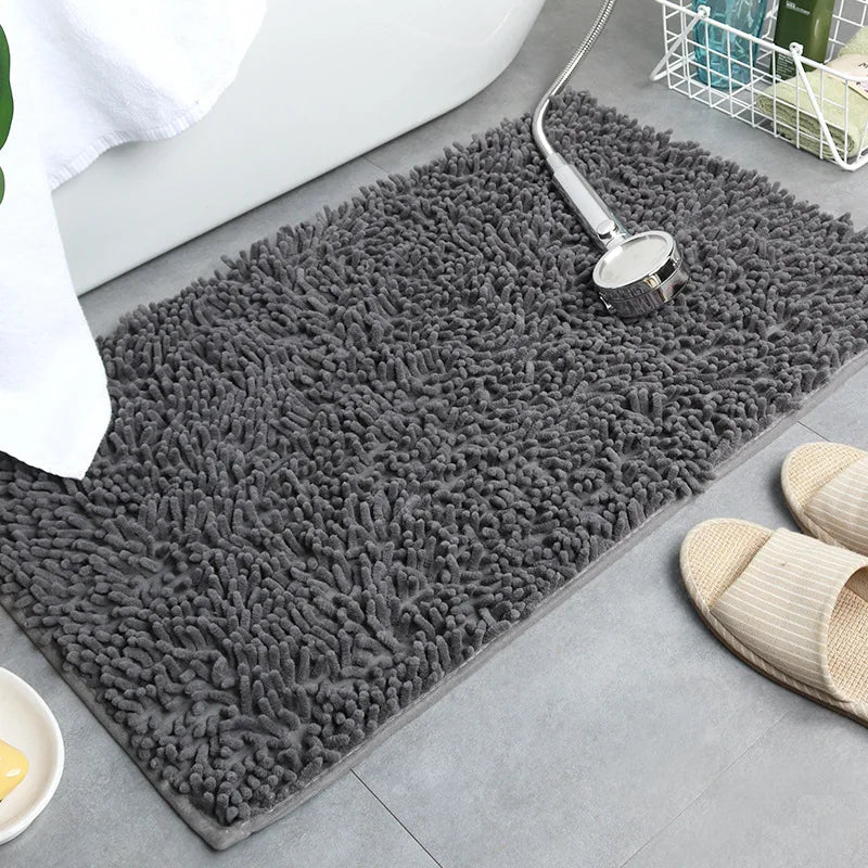 Tapis salle de bain grande taille sol gris