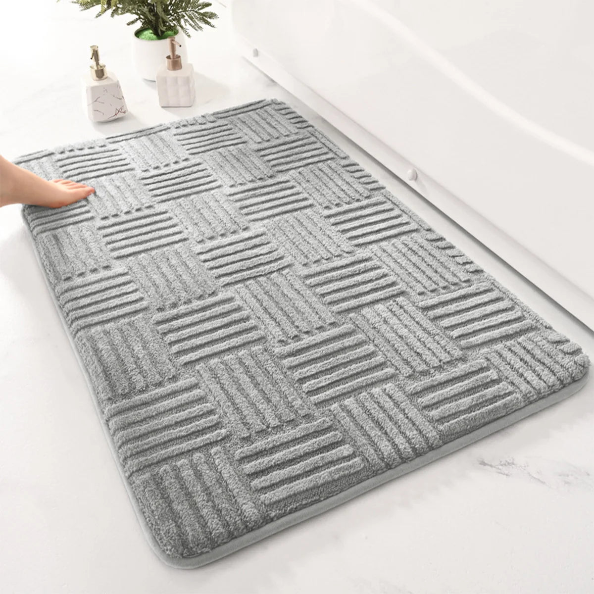 Tapis salle de bain gris