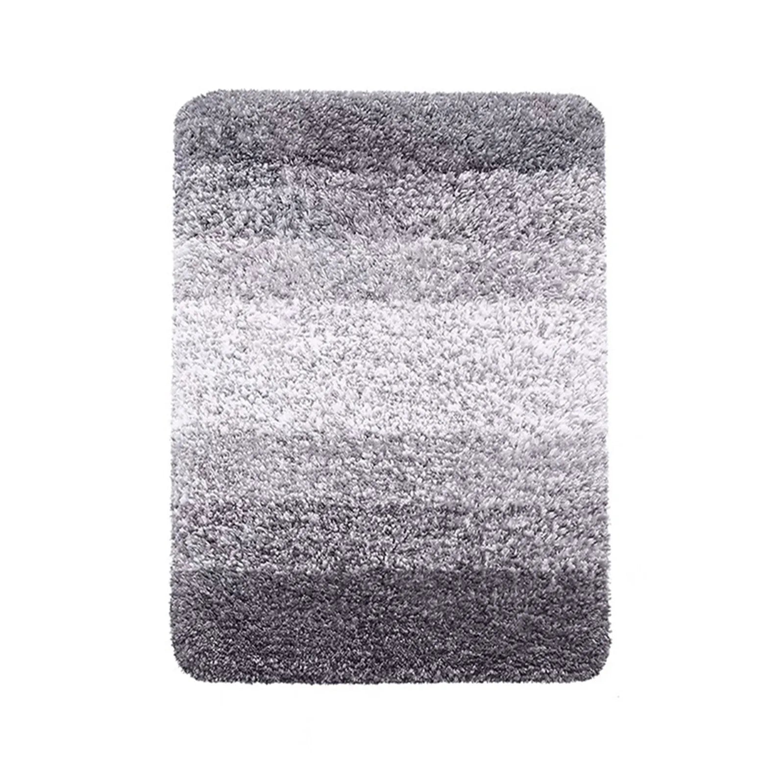 Tapis salle de bain gris et blanc fond blanc