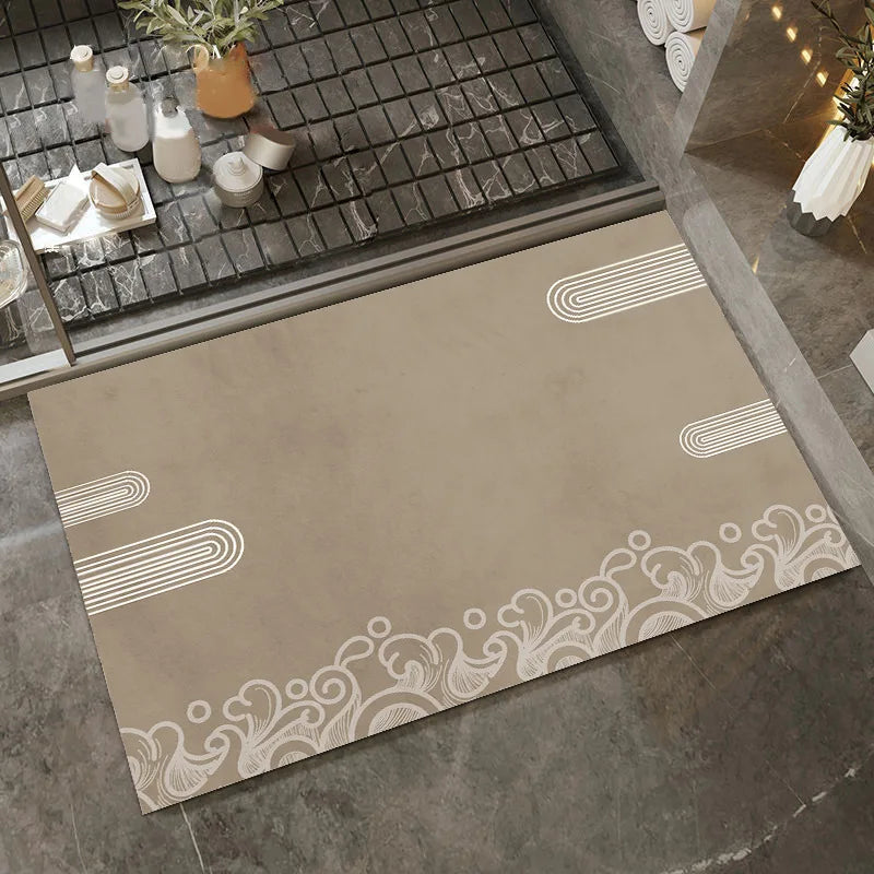 Tapis salle de bain japonais  beige
