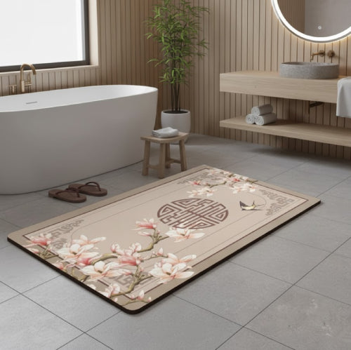 Tapis salle de bain japonais beige sol