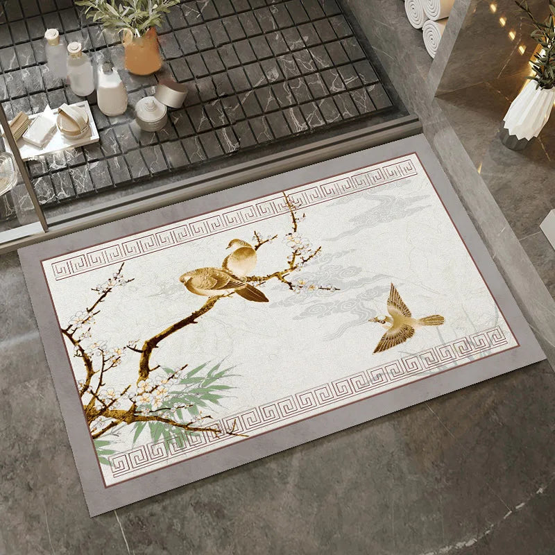 Tapis salle de bain japonais  gris