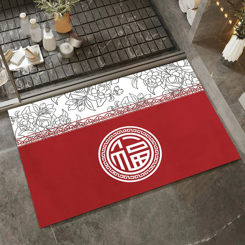 Tapis salle de bain japonais  rouge