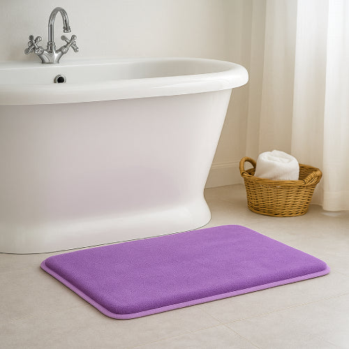 Tapis salle de bain mauve panier 