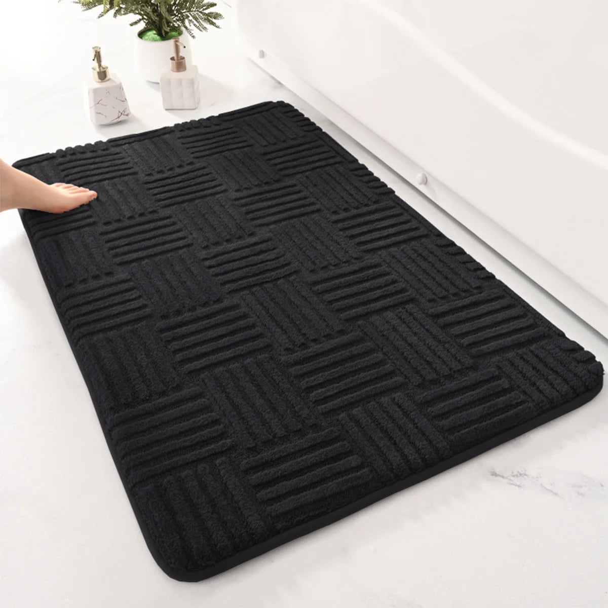 Tapis salle de bain noir