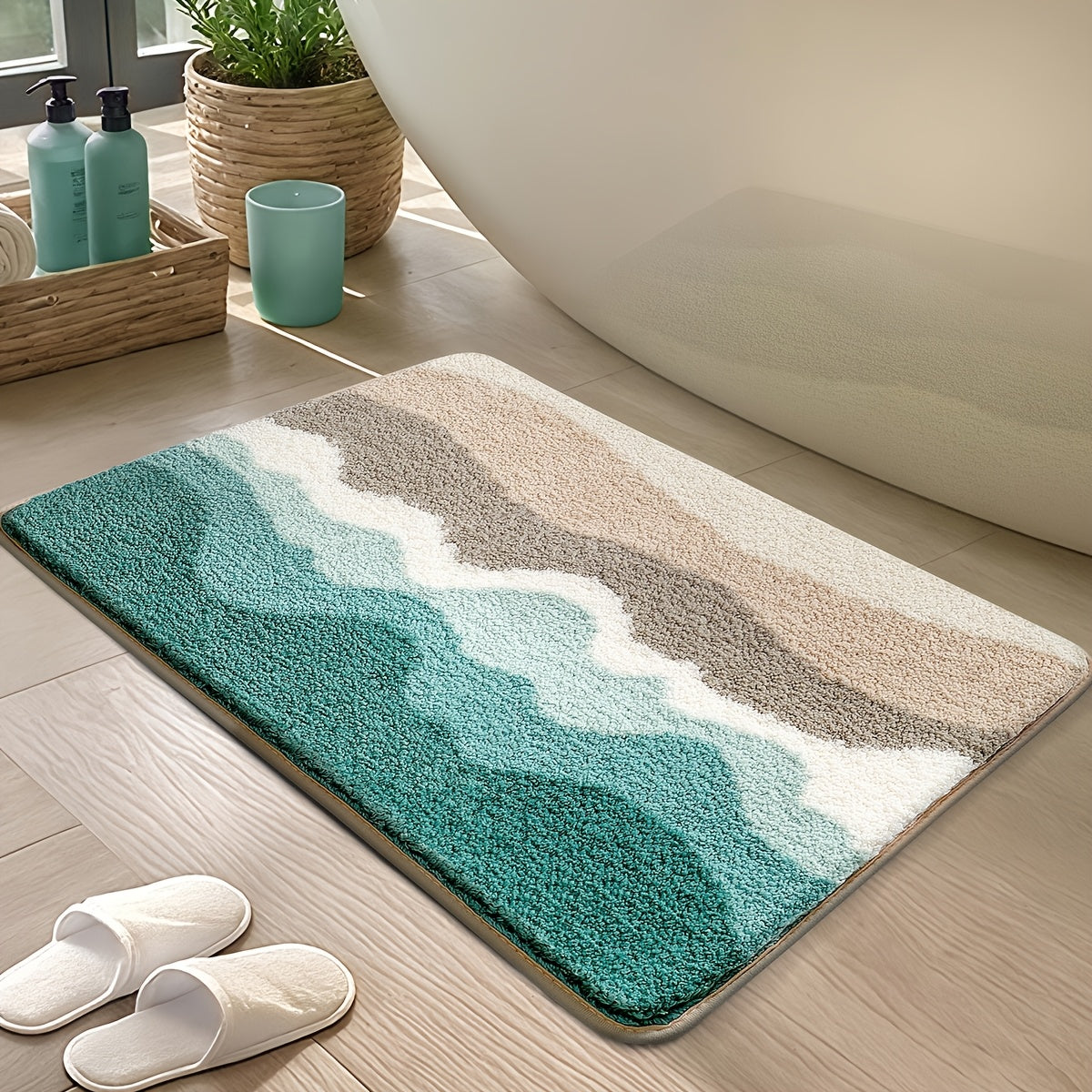 Tapis salle de bain plage baignoire 