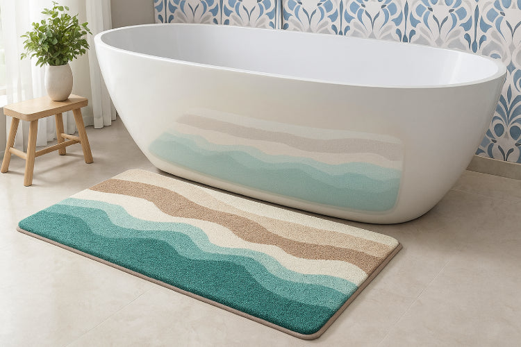 Tapis salle de bain plage baignoire 