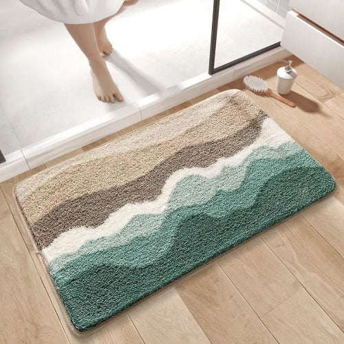 Tapis salle de bain plage vert 