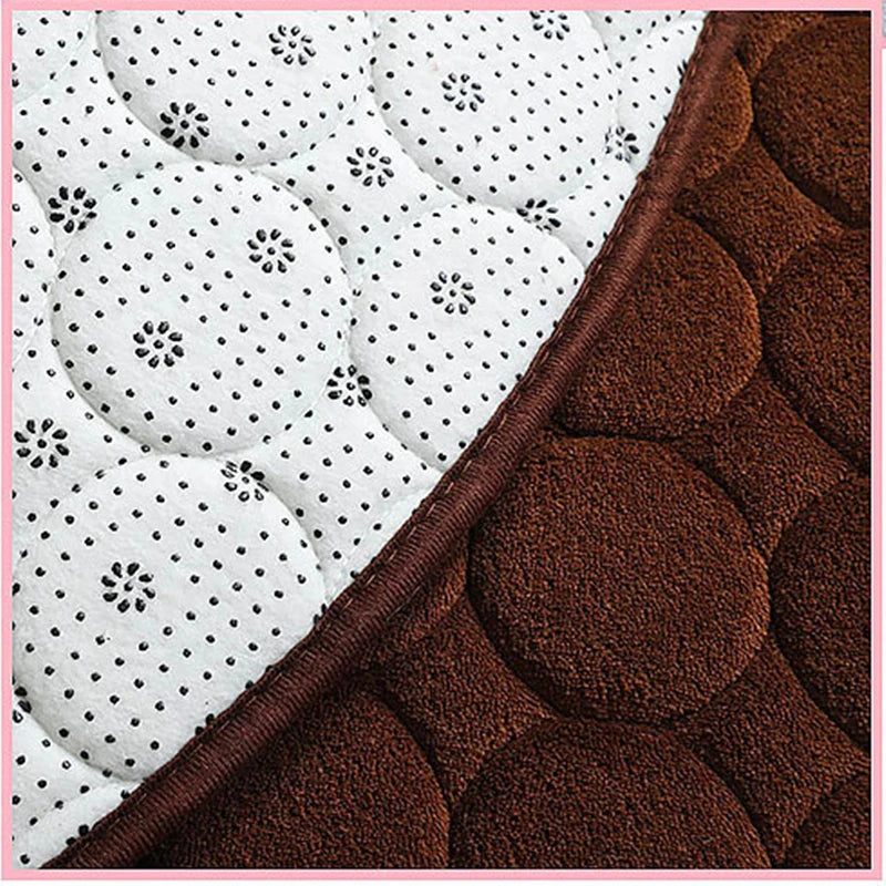 Tapis salle de bain rond 100 cm bleu antidérapant