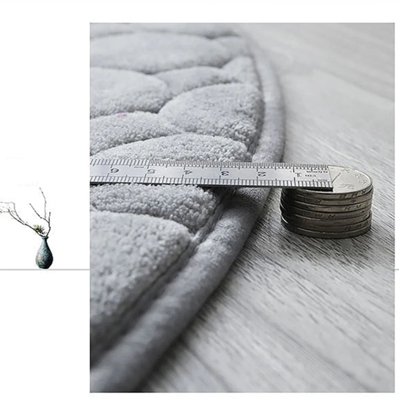 Tapis salle de bain rond 100 cm bleu hauteur