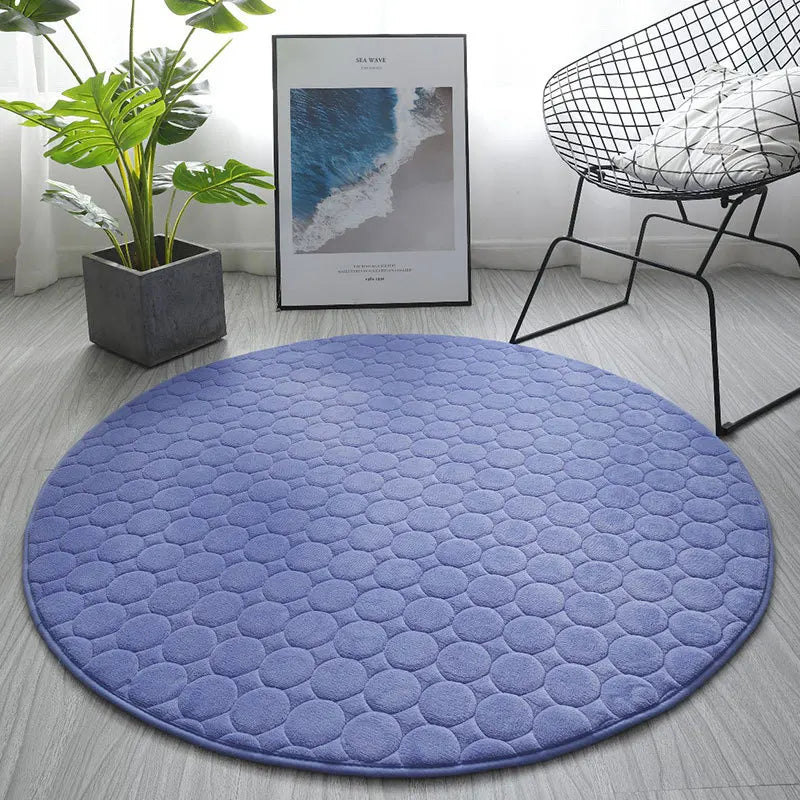 Tapis salle de bain rond 100 cm  chaise 