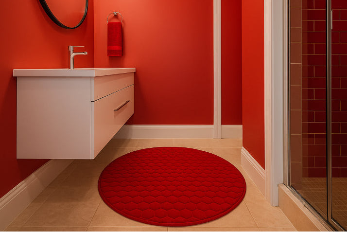 Tapis salle de bain rond 100 cm lavabo 