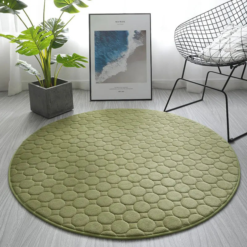 Tapis salle de bain rond 100 cm vert