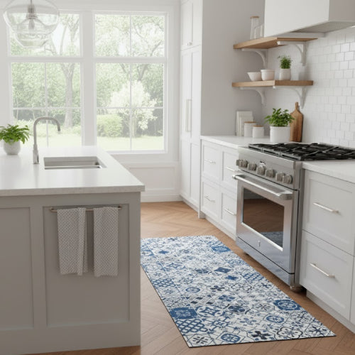 Tapis salle de bain vinyl cuisine blanc 