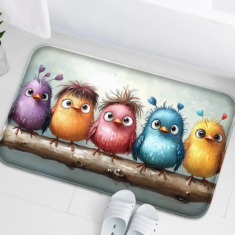 tapis de bain animaux oiseaux