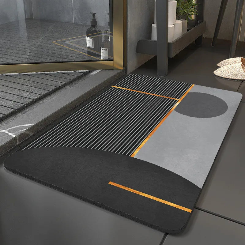 tapis de bain luxe gris doré