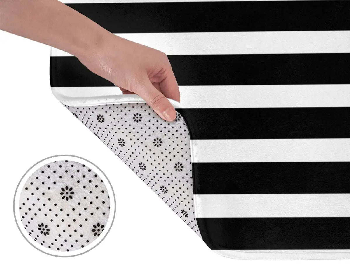tapis de bain noir et blanc tri