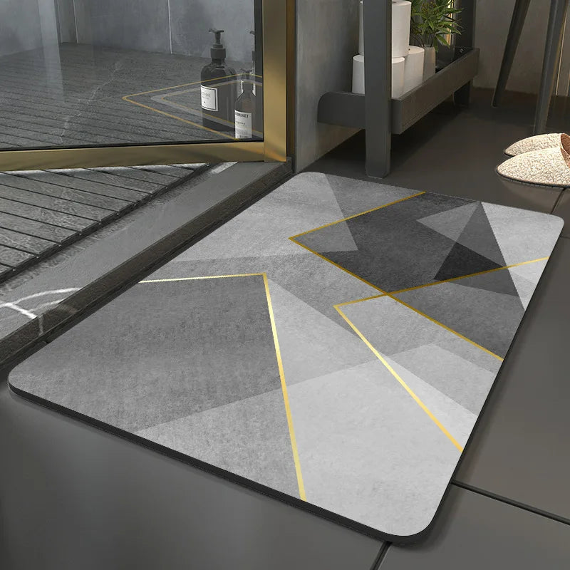 tapis salle de bain luxe gris doré