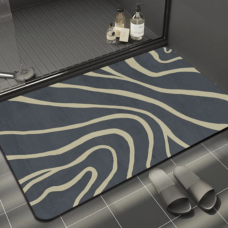 tapis salle de bain luxe noir et doré